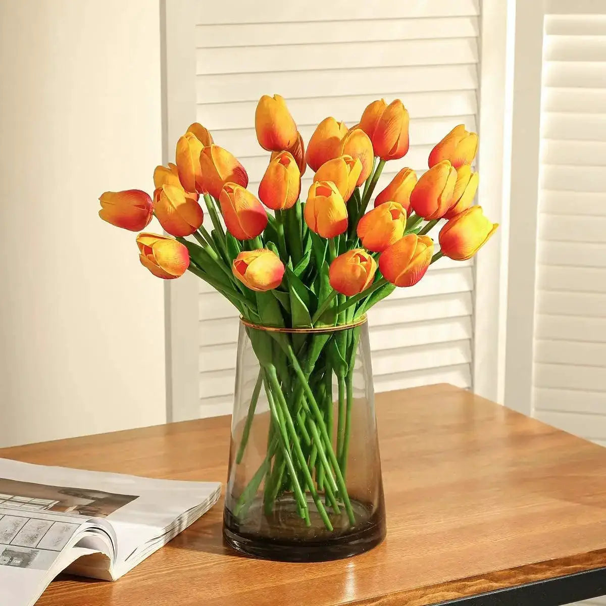 Real Touch Tulips And Roses Artificial Flowers Scrapbooking Vase Home Decor Wedding Garden Arch Garland 10 Or 30 Pieces