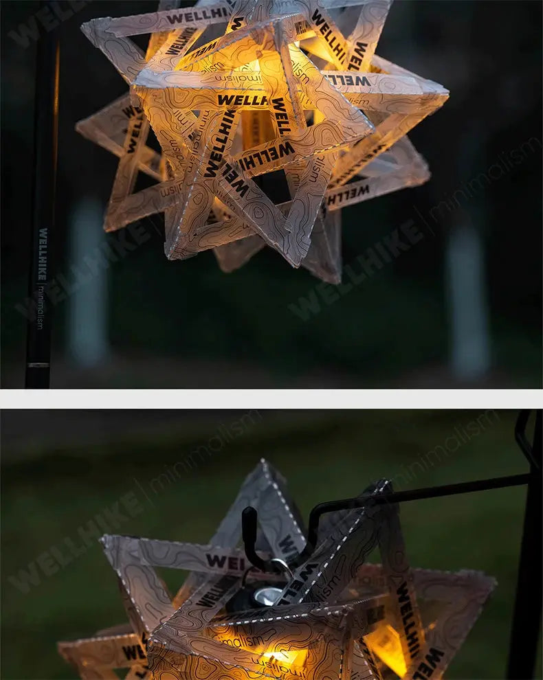 WELLHIKE star camping lantern shade with wear-resistant translucent panels and warm glow, Simples Market