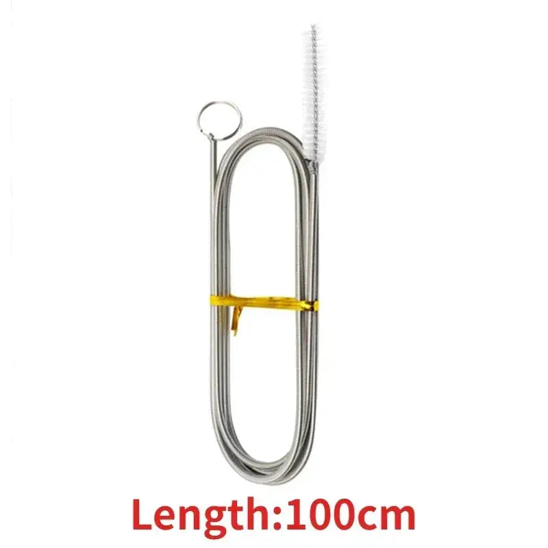 Simples Market stainless steel fridge drain dredge with long flexible tube and cleaning brush, 100 cm