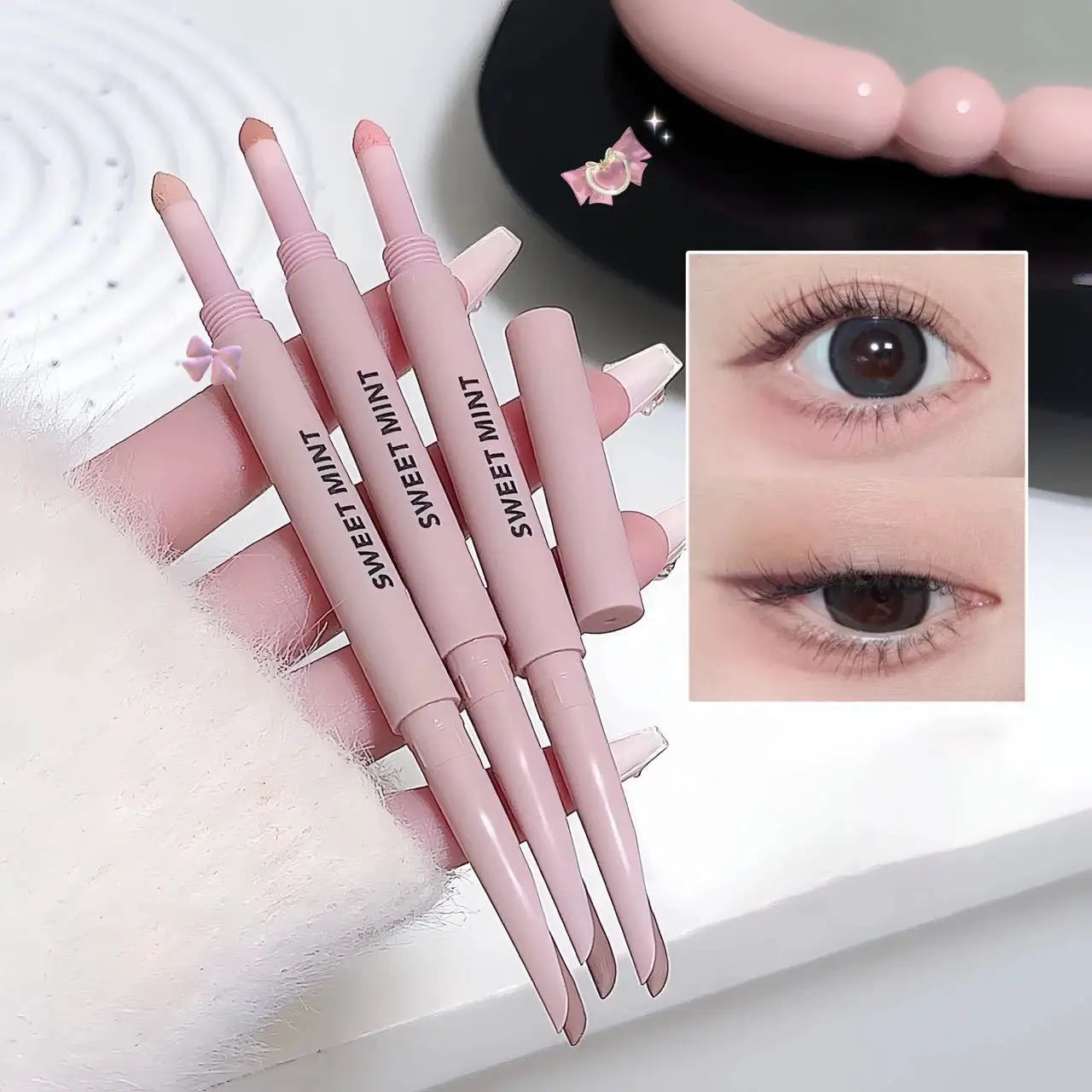 Sweetmint Meniscus Double Ended Eyeliner Shadow Two In One Eye Makeup Naturally Brightening Long Lasting