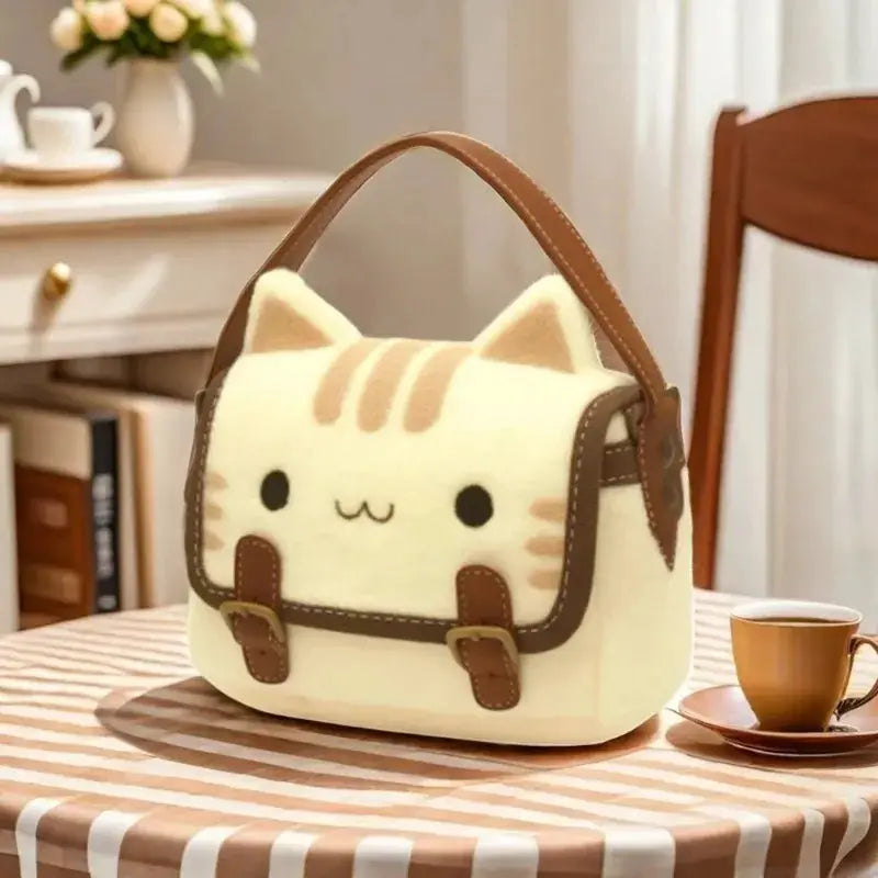 Plush Pals Cute Cat Handbag For Kids With Large Capacity Shoulder Bag Crafted From Soft Cotton Plush