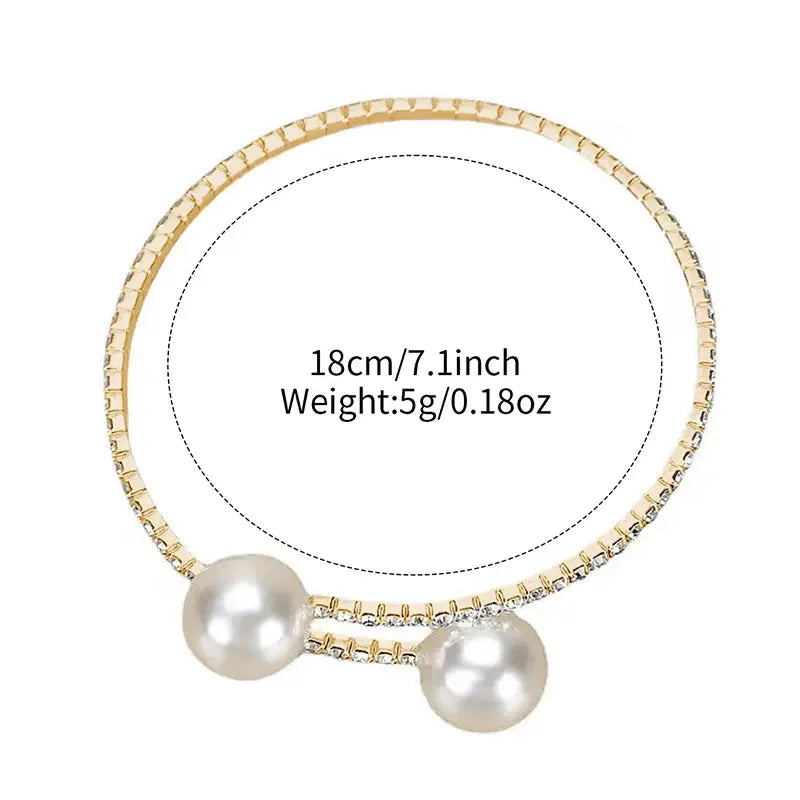 Pearl bracelet set by Simples Market; 2pc gold-tone chain bracelets with faux pearls