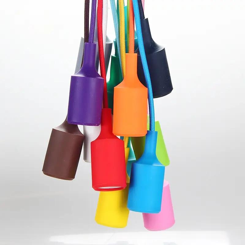 Simples Market silica gel pendant lights with colorful cords and E27 holder, 100cm cord, assorted colors