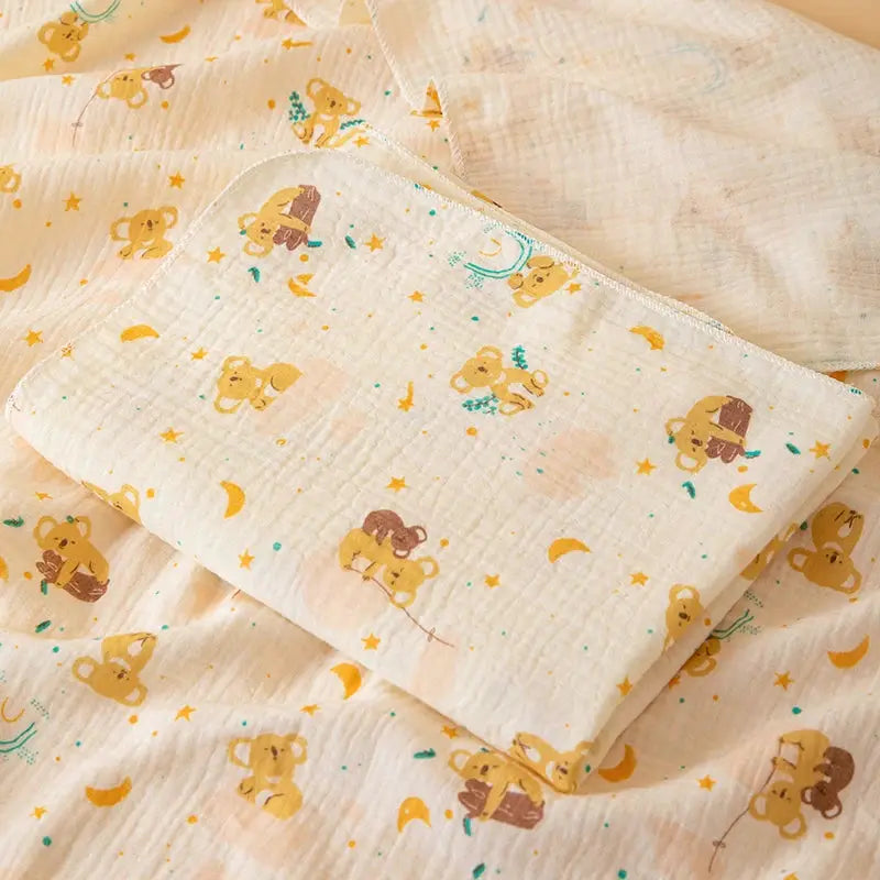 1 Piece Double Layered Baby Swaddle Blanket Soft Breathable With Cute Patterns For All Seasons