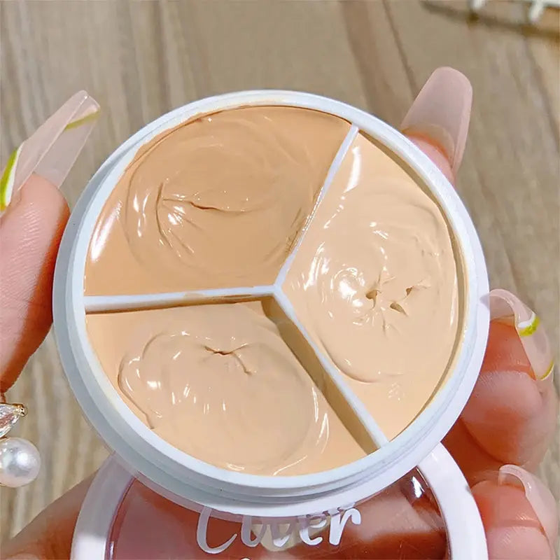 XIXI Pure Holding Makeup Three Color Concealer Palette For Spots Acne Marks Dark Circles Nonstick Powder Finish