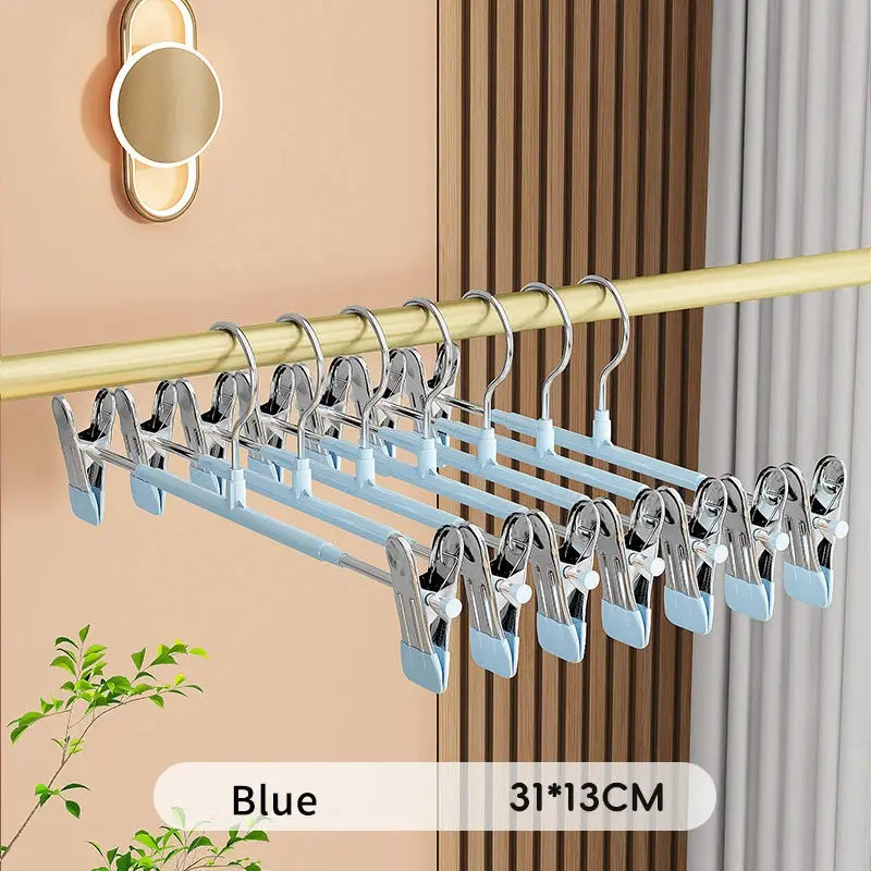 ClosetEase Five Pieces Adjustable Pants And Skirt Hangers With Non Slip Clips For Women Secure Grip To Prevent Slips