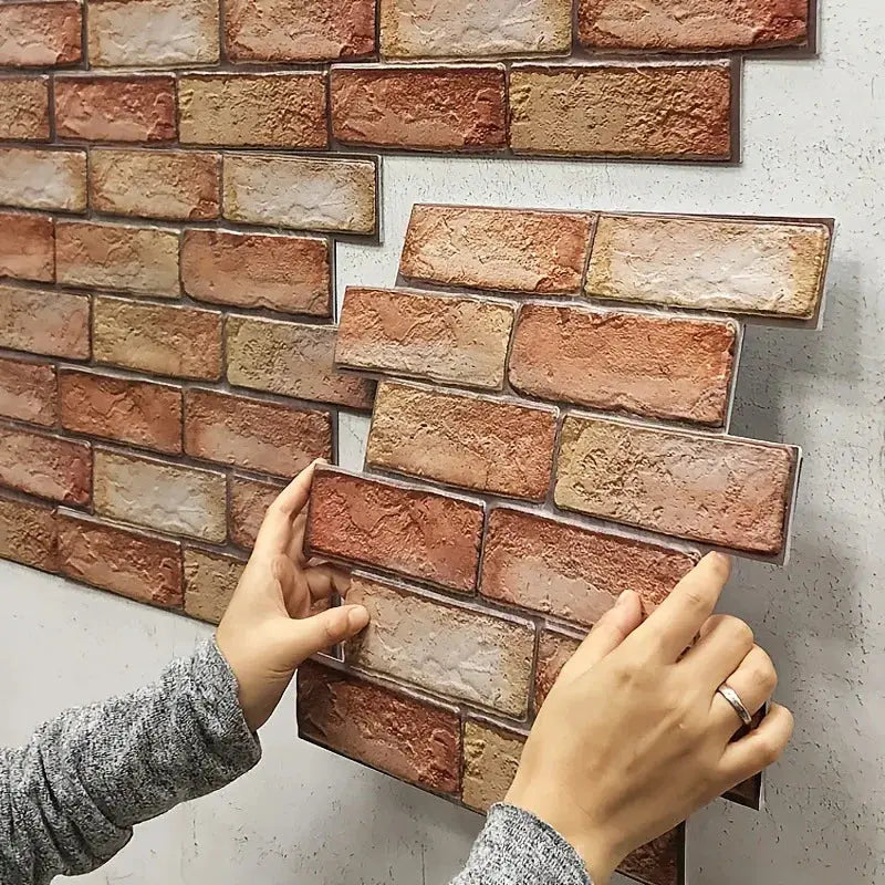 Simples Market self-adhesive 3D brick wall panel, waterproof brown-red brick texture