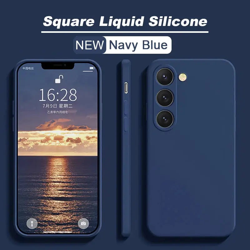 Square liquid silicone phone case for Samsung Galaxy S26/S25/S24/S23/S22 Ultra in navy blue by Simples Market