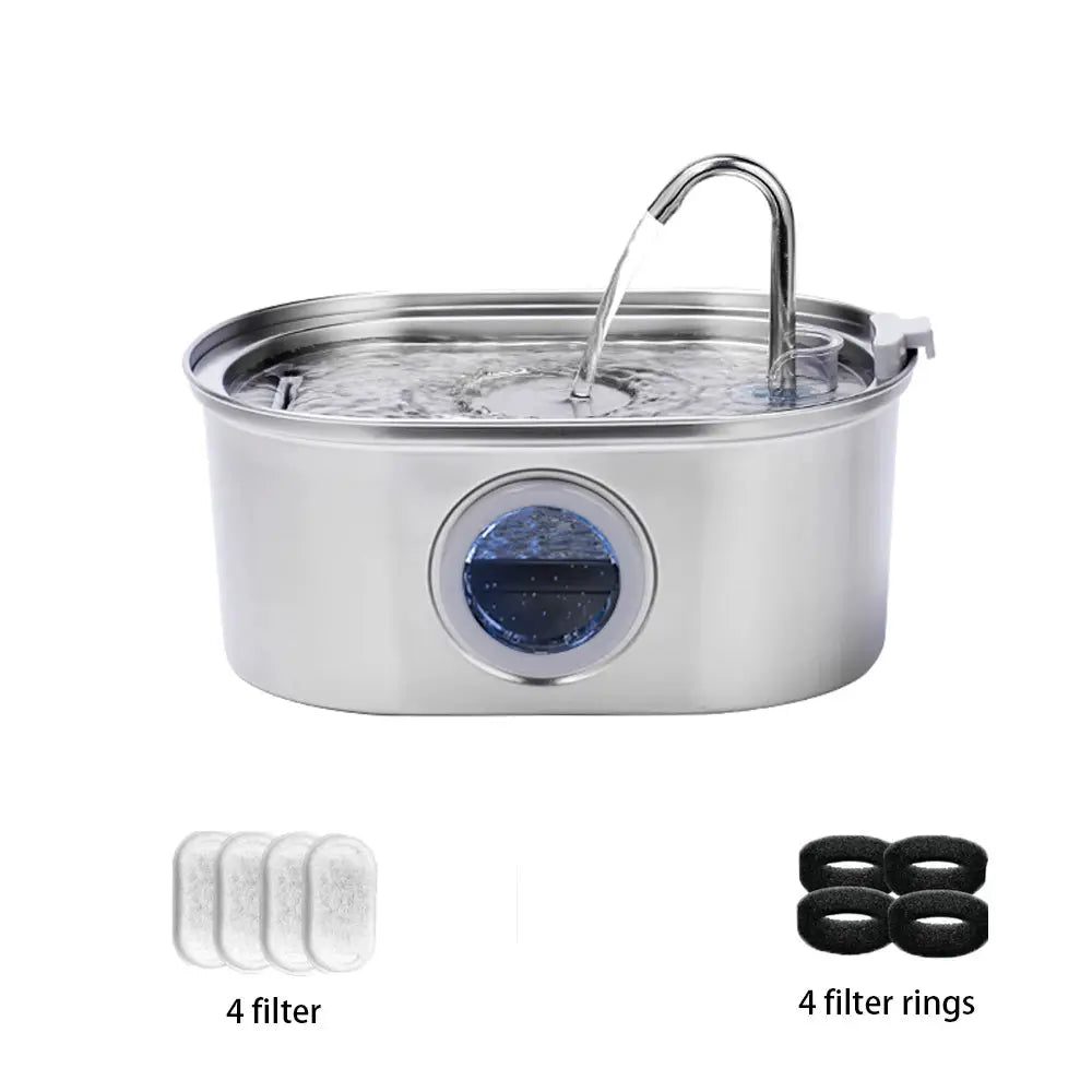 3.2L Stainless Steel Cat Water Dispenser With Clear Water Level Window