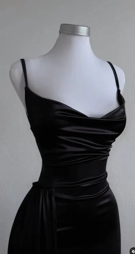 SpiceWave Y2K Spaghetti Strap Ankle Dress Slim Fit Stretch Knit With Asymmetrical Design For Elevation