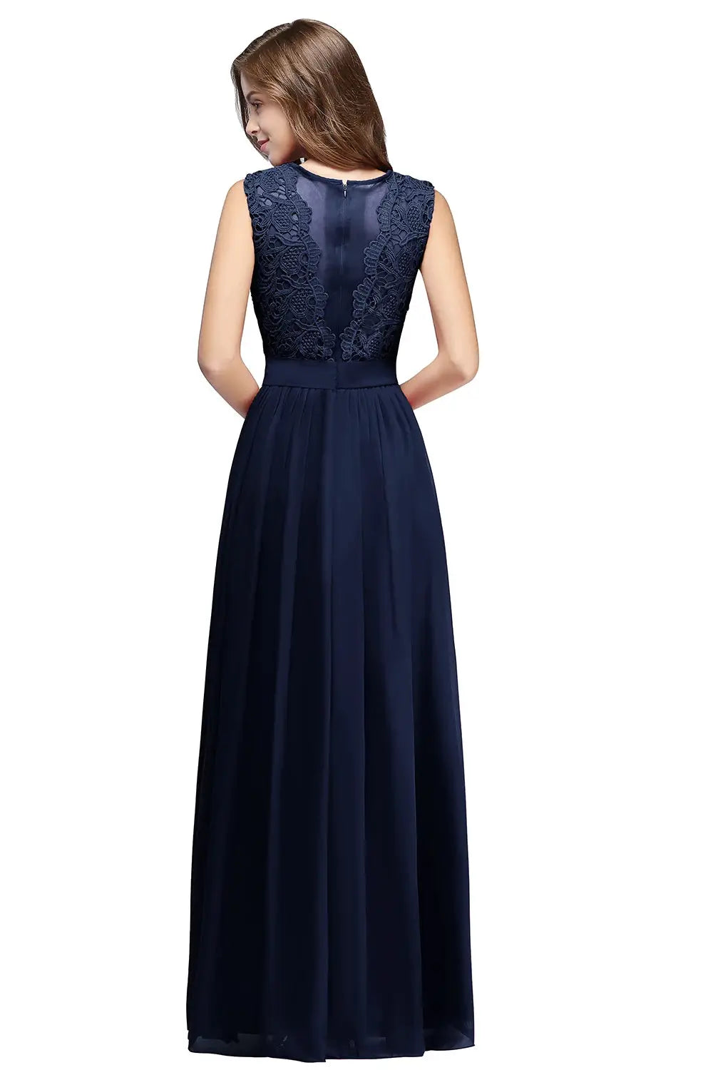 Navy Blue Spaghetti Straps A Line Evening Dress Appliques Prom Gown