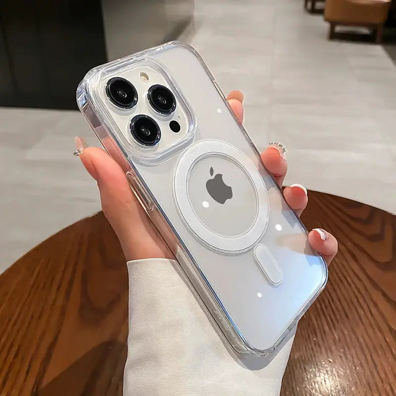 Magesafe Transparent MagSafe Compatible Case For iPhone 11 To 17 Pro Max Wireless Charging Shockproof Cover