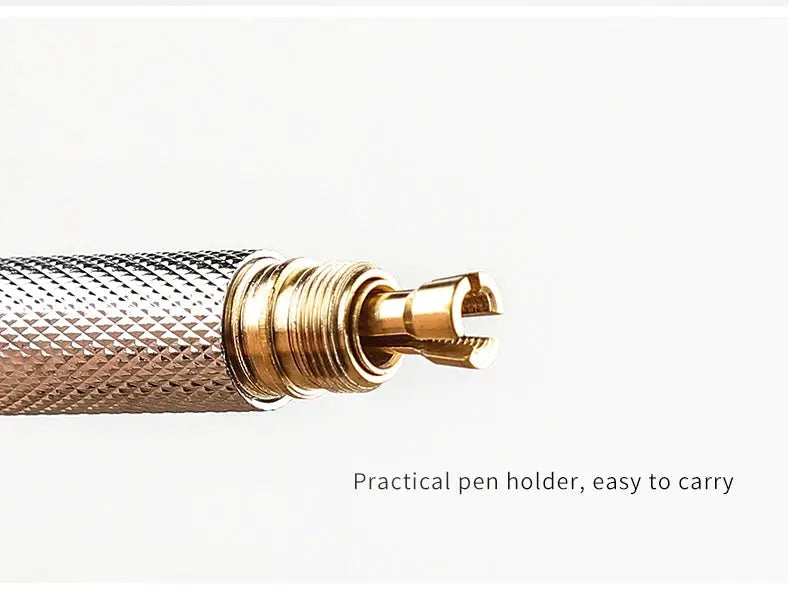 Simples Market mechanical pencil set, full metal, gold finish, tip close-up