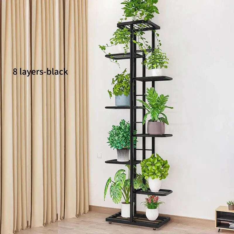 Cordlal Shining Iron Plant Stand Six to Eight Layers Flower Pot Rack Organizer for Home Garden Decor