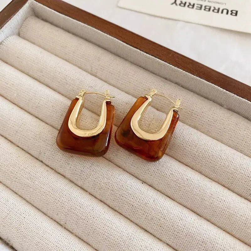 Green Pink Transparent Resin Geometric Irregular Stud Earrings For Women Fashion Jewelry Party 2023 Trend - Simples Market