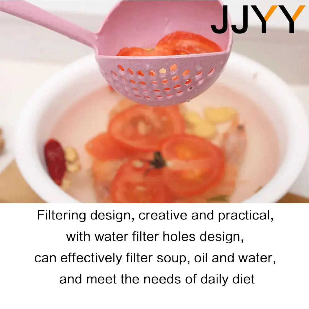 JJYY 2 In 1 Long Handle Kitchen Spoon And Colander Filter Plastic
