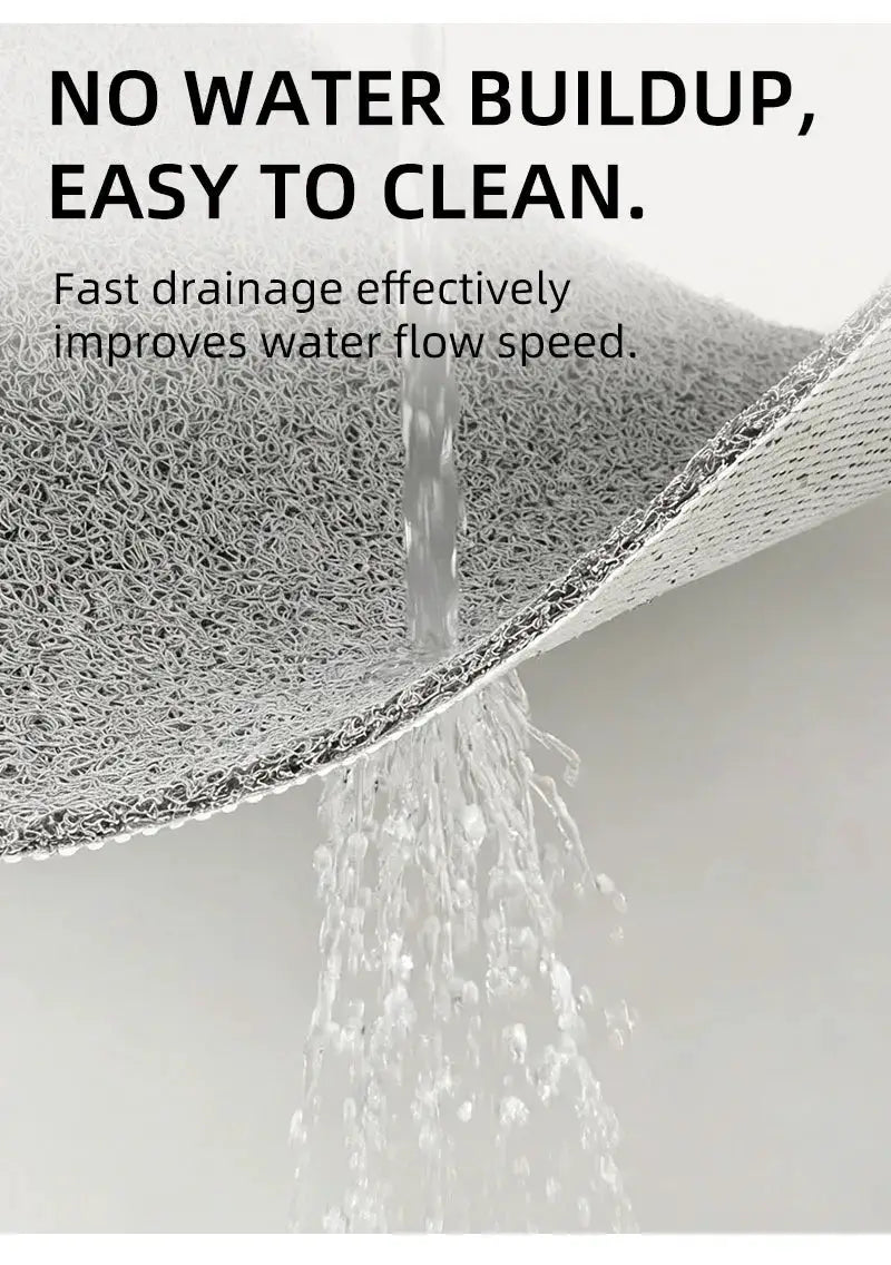 Non-slip hollow bath mat, grey quick-drying shower mat with rapid drainage