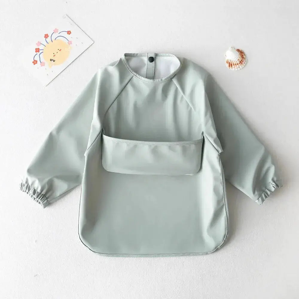 1 Piece Solid Color Baby Painting Smock Long Sleeve Waterproof Art Smock And Feeding Bib Apron For Kids Accessories