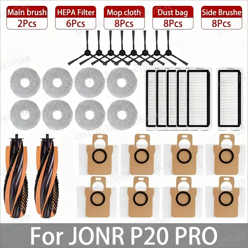 Replacement Main Side Brush HEPA Filter Mop Cloth Dust Bag For JONR P20 Pro And T5 Pro Robot Vacuum Cleaner Accessories