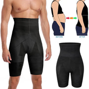 Men's black high-waist tummy-control compression shapewear shorts by Simples Market, size 3XL