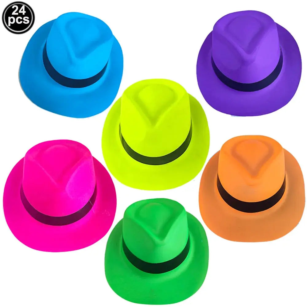 Neon UV Glow Party Hats Blacklight Fluorescent Hats For Adults And Kids Multi Pack 6 12 24 30 Pieces
