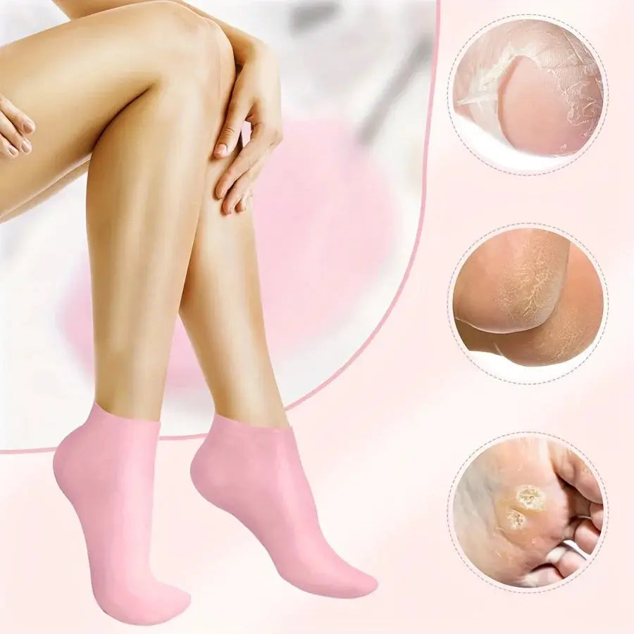 1 Pair Silicone Gel Moisturizing Foot Socks For Dry Cracked Feet With Soothing Massage Pedicure Care