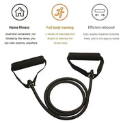 Resistance bands with handles by Simples Market; black home workout bands for full body training.