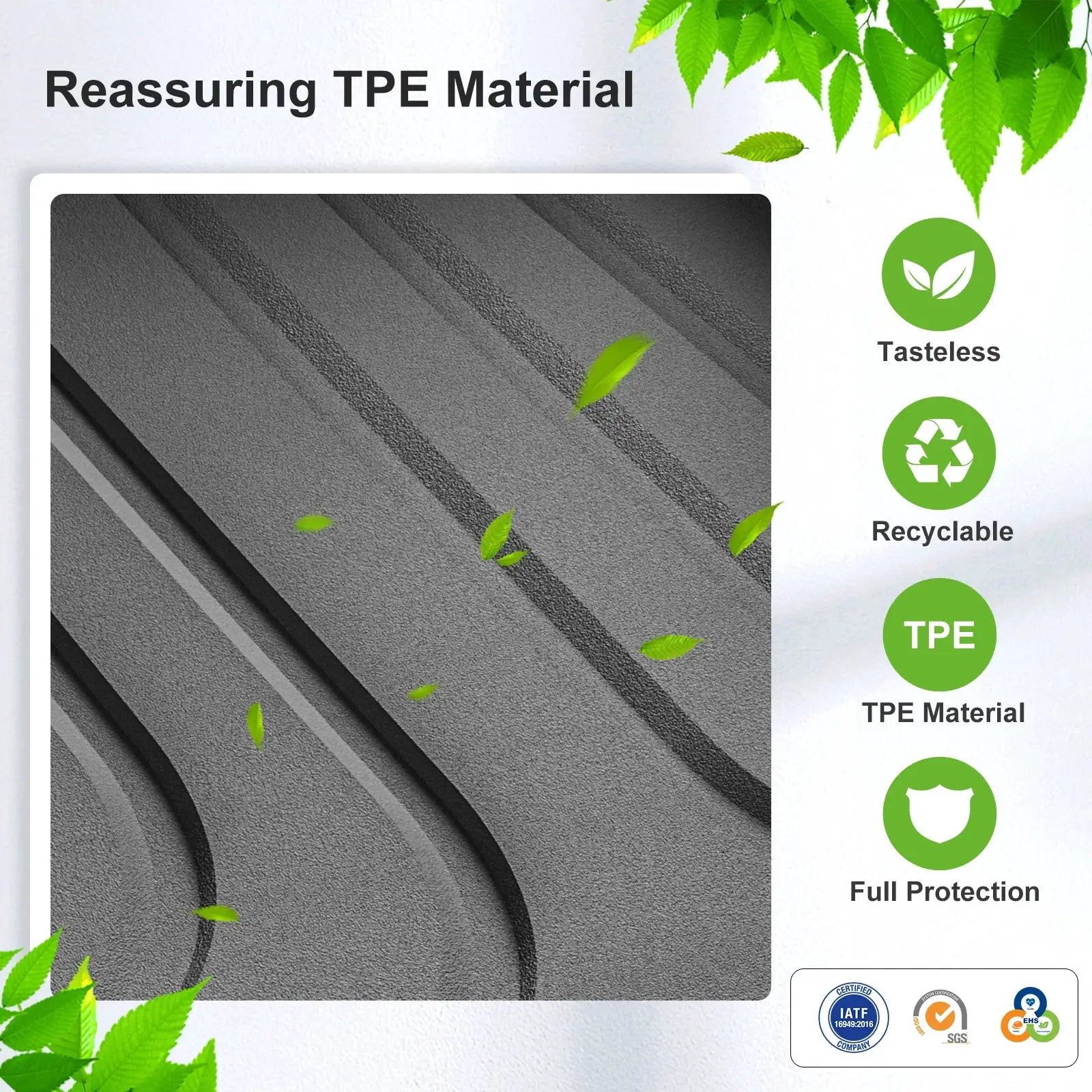 LUCKEASY Tesla Model Y floor mats, black TPE foot mats with door sill protector for 5-seat LHD