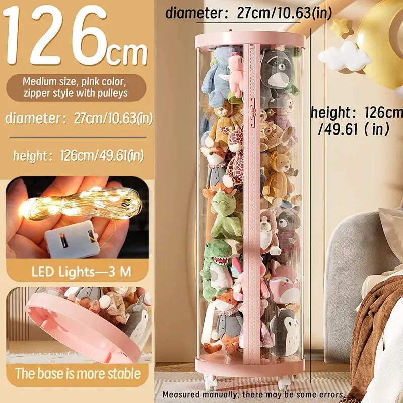 Transparent Doll Storage Box For Plush Toys And Dolls DIY Zipper Tube Organizer Christmas Gift For Kids