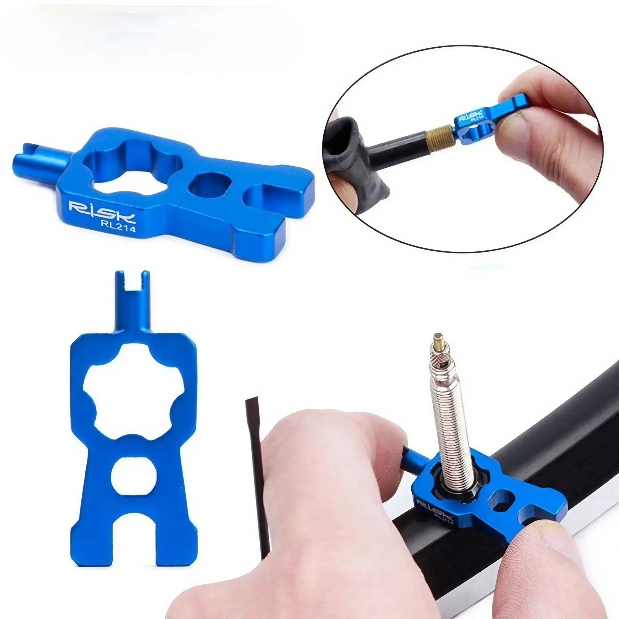 4 In 1 Portable Bicycle Valve Tool For Valve Cores Wrench MTB Road Bike Disassembly Installation Blue