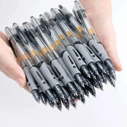 30pcs retractable gel pen set in black, red and blue inks with transparent caps and gray grips