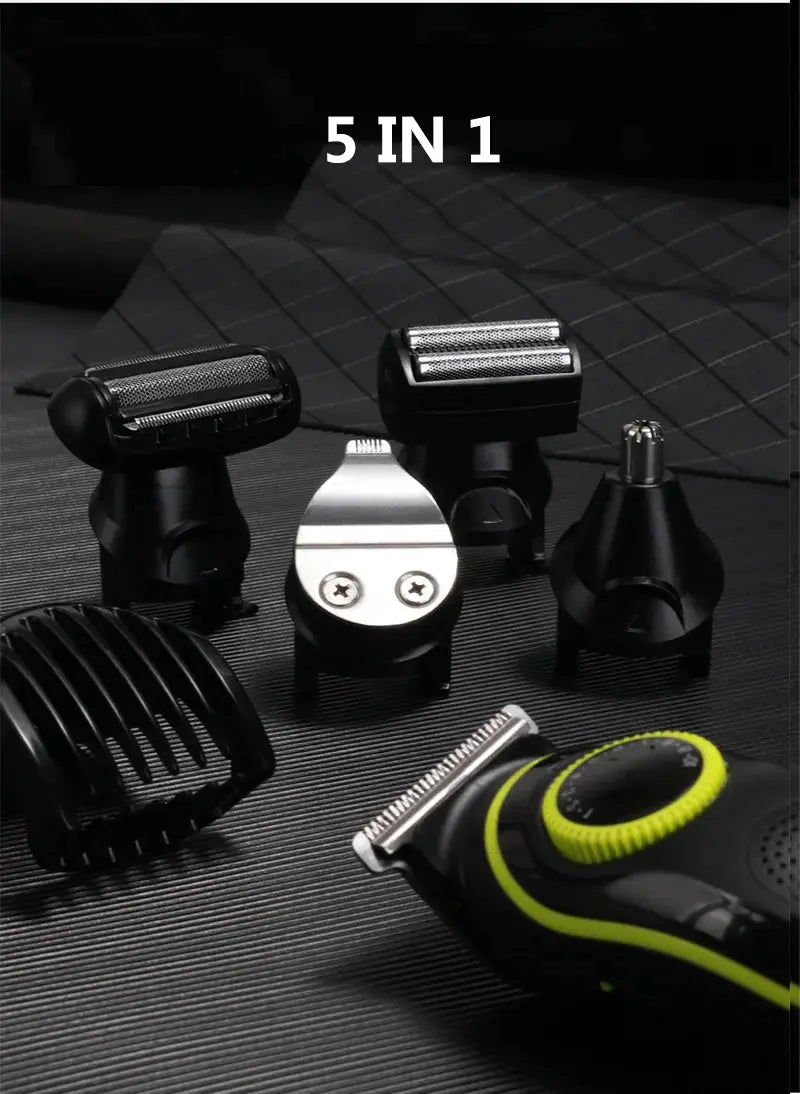 Kemei 696 5-in-1 electric hair clipper with attachments, black and silver, Simples Market
