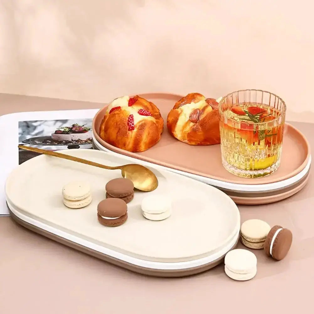 Stackable Oval Fruit Plate And Dessert Tray For Kitchen Reusable PP Serving Dish With Smooth Edge