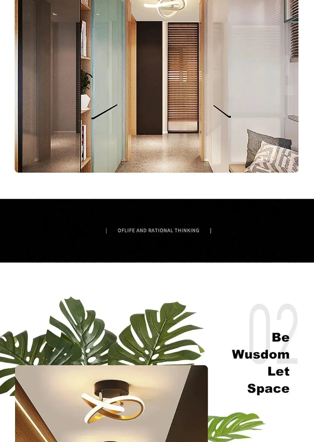LED Strip Aisle Ceiling Lights by Simples Market, modern minimalist living room lamps for balcony and staircase.