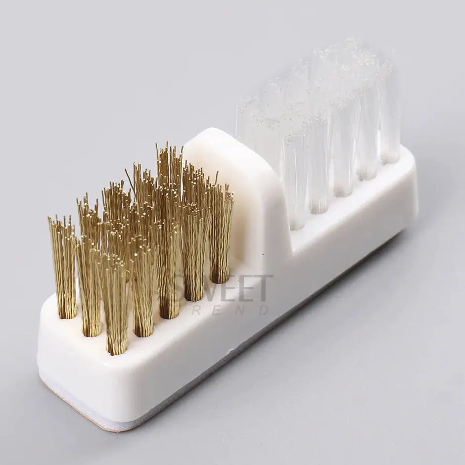 Electric Nail Grinding Head Cleaning Brush With Dual Copper Wire And Fiber Cleaning Heads