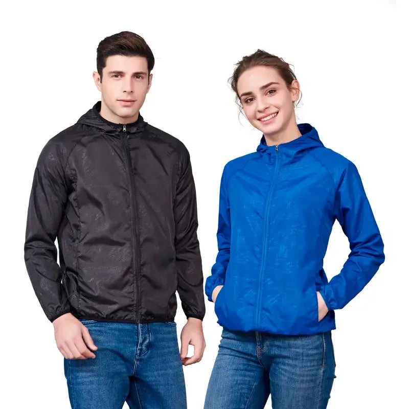 JNLN unisex hiking jackets, black and blue waterproof quick-dry windbreakers by Simples Market (2 pieces)