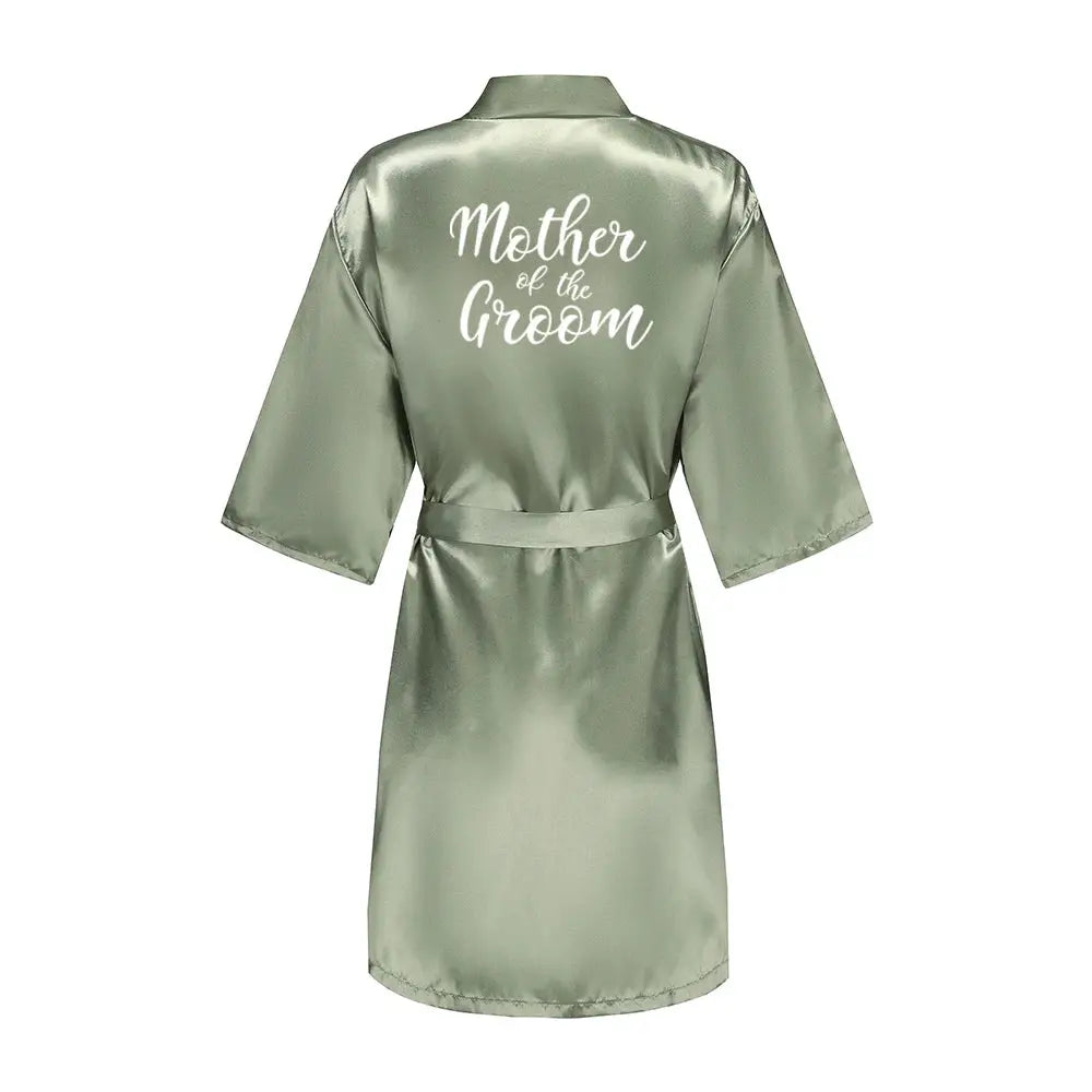 Bridal Satin Robes Set Grass Green White Short Getting Ready For Wedding Day Luxury Bride Monogram Bridesmaid
