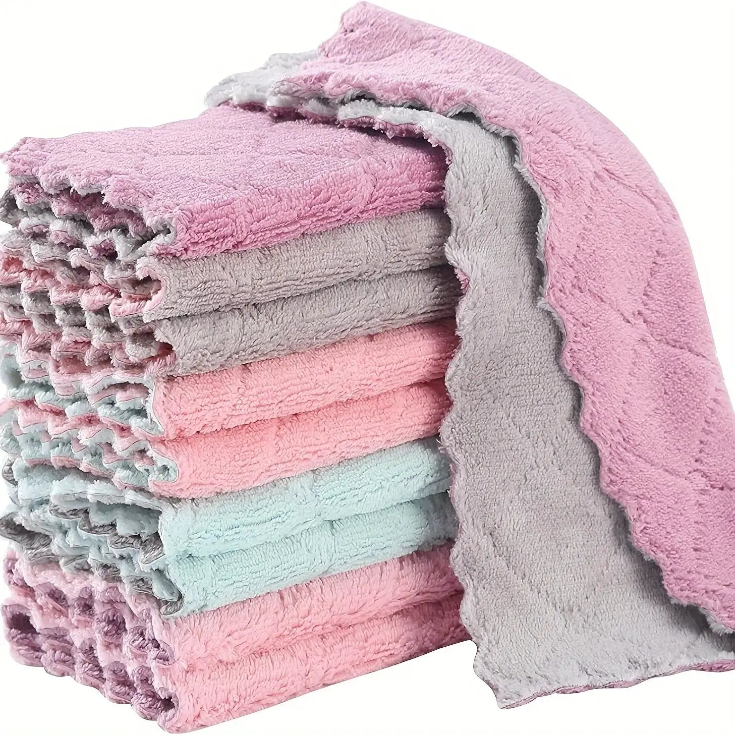 SmartClean 10 Pack Microfiber Kitchen Towels And Dishcloths Set Compact Absorbent Rags In Assorted Colors