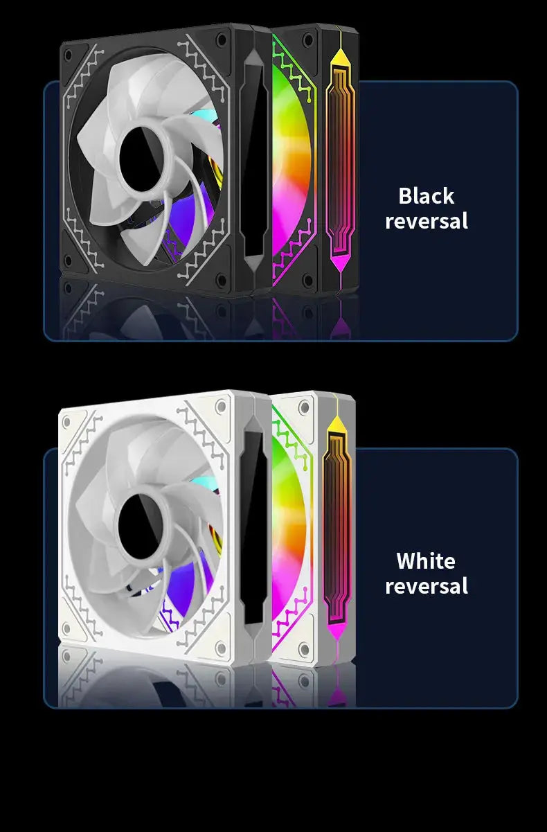 TEUCER Prism12025 120mm ARGB PC case fans by Simples Market, black and white reversal, 5V 3-pin PWM, 6-pack