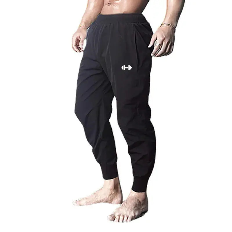 Simples Market men's gym jogger pants, black elastic-waist training trousers with quick-dry fabric.