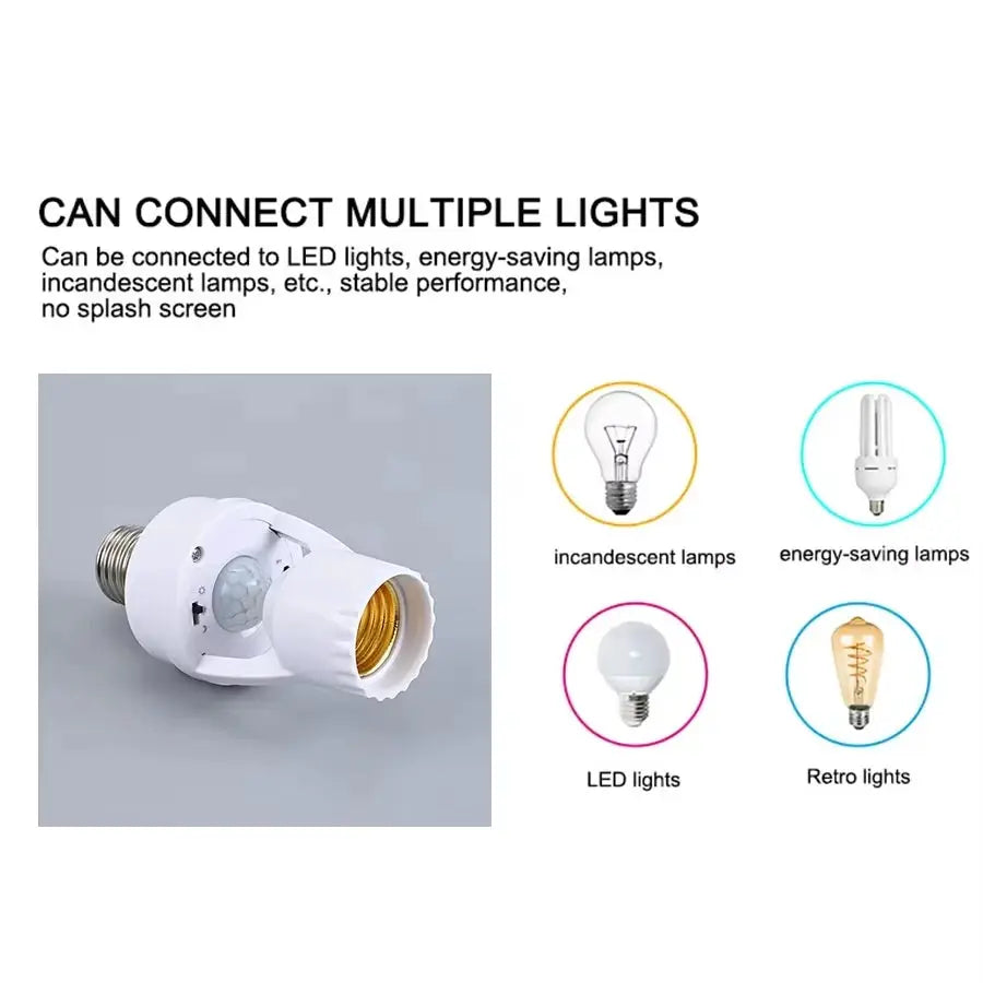 Smart Motion Sensor E27 Light Bulb Holder PIR Induction Sensor Adapter Lamp Base Converter LED Switch 110V 220V