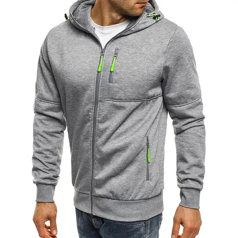 Mens Hooded Zip Front Sweatshirt Long Sleeve Slim Fit Casual Jacket Sportswear Everyday Wear
