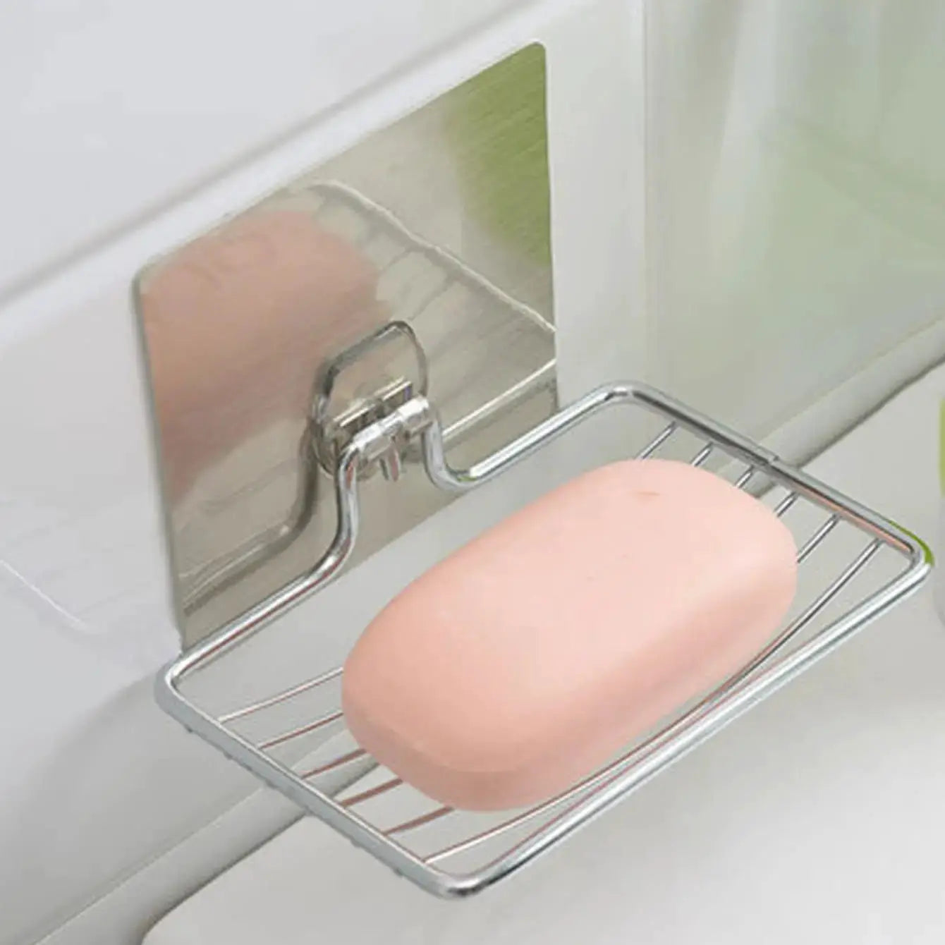 Stainless Steel Soap Rack Punch Free Nail Free Bathroom Wall Mounted Single Layer Suction Cup Mount Light Luxury Shelf