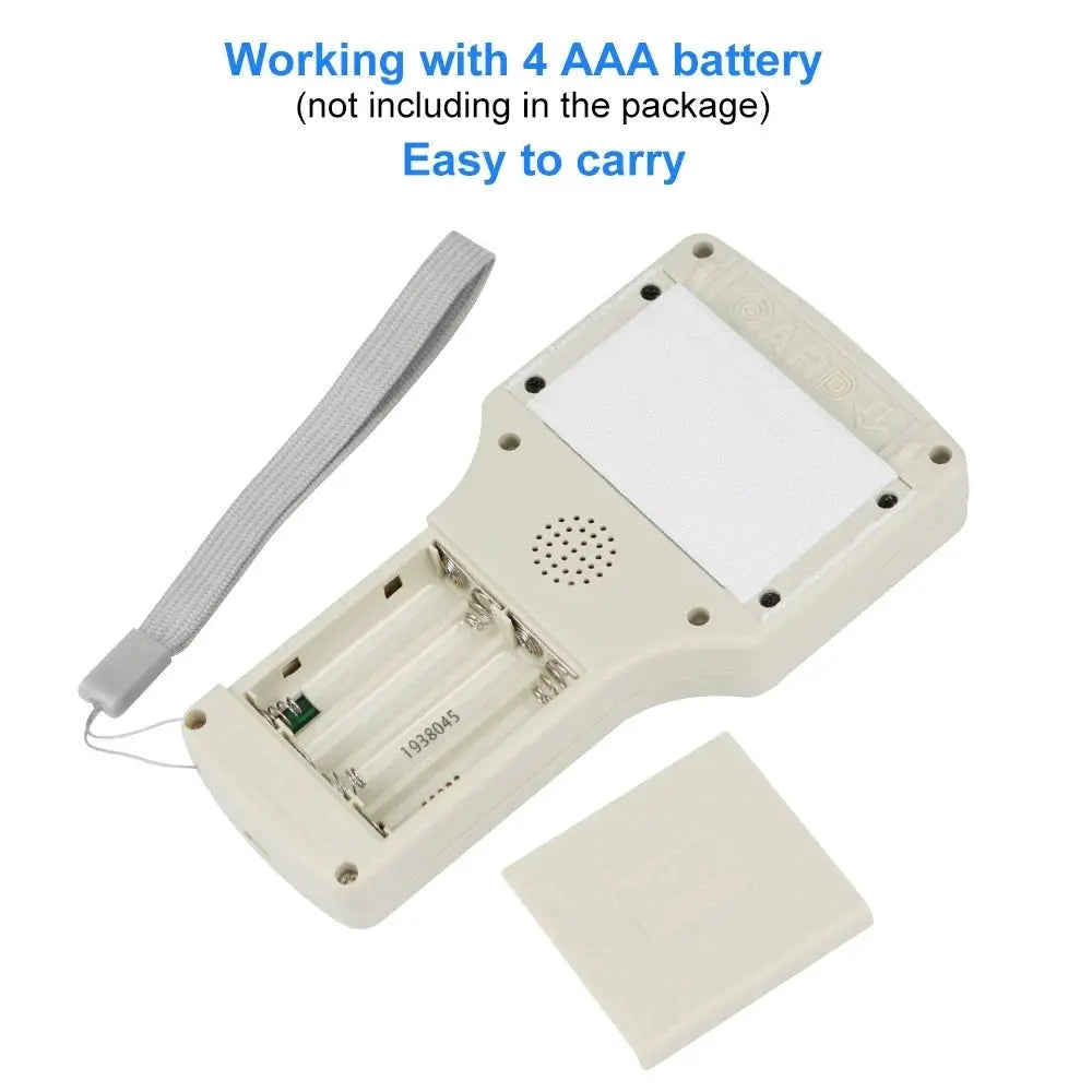 Two-piece: Simples Market NFC card reader writer duplicator, beige device with strap and blank card