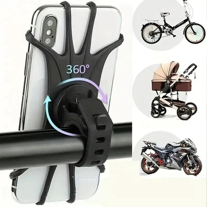360 Degree Rotatable Mobile Phone Holder For Bicycle And Motorcycle With Silicone Support Universal Stand