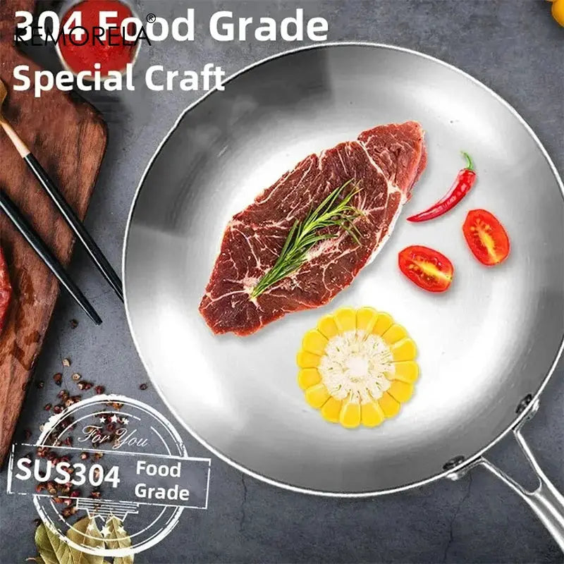 Two To Three Piece Frying Pan Set 22 24 26 28 Cm 304 Stainless Steel Five Ply Wok Pan With Food Grade Nonstick