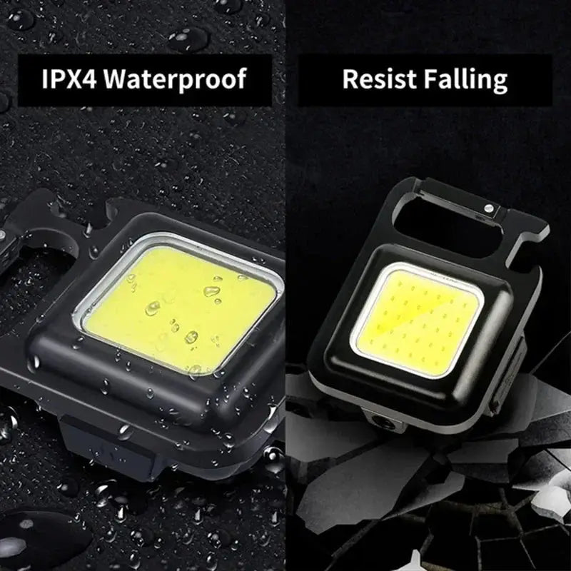 Keychain light Simples Market: USB-rechargeable LED COB flashlight with pocket clip (black)