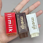 Hot Japanese Style Simulated Meiji Chocolate Fidget Toy Bendable Snap Stress Relief Keychain Pendant Gift