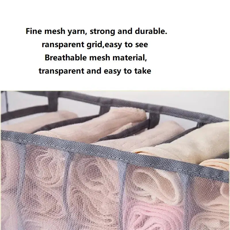 Simples Market 11-compartment collapsible underwear storage box with breathable nylon mesh organizer