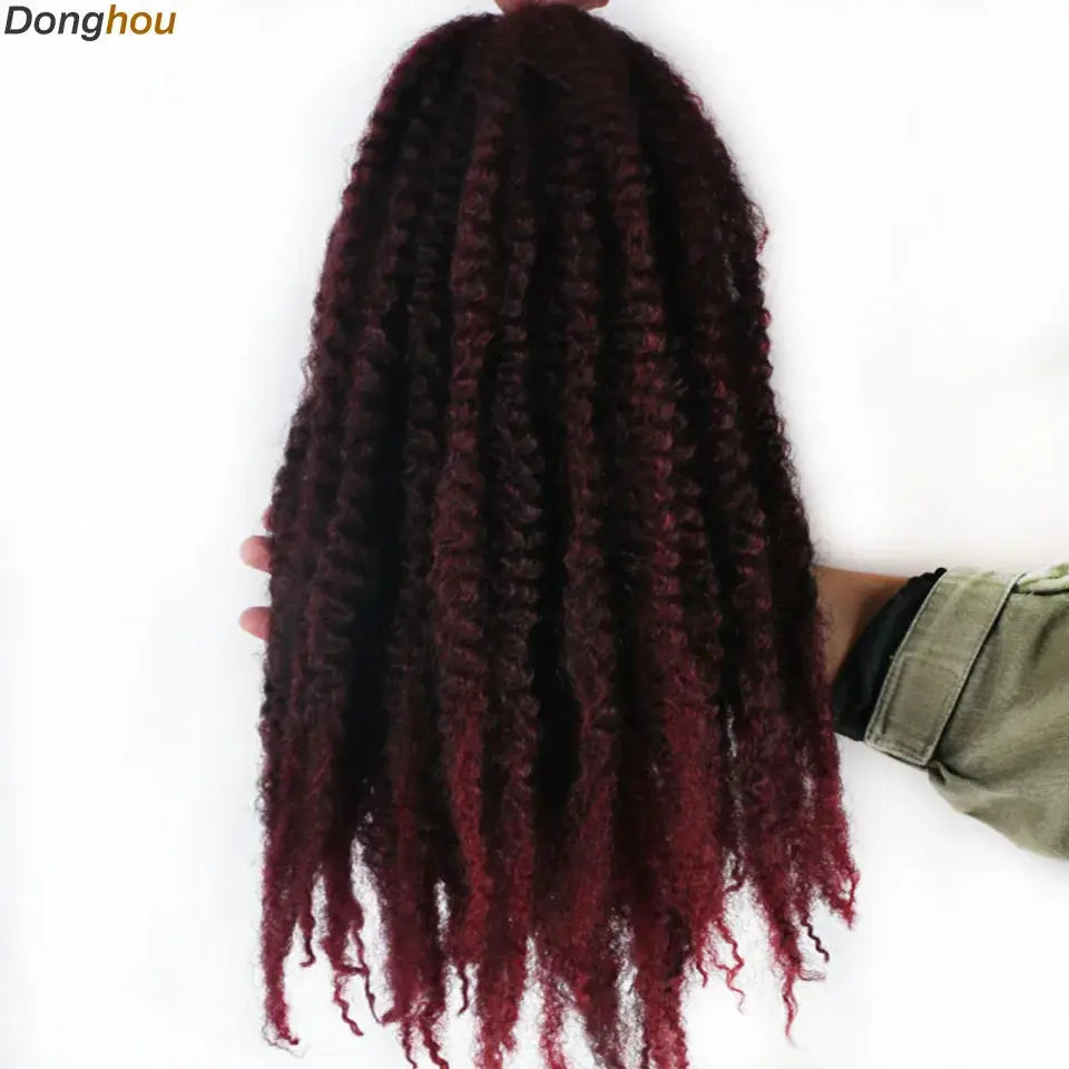 Marley braiding hair bundle, 18 inch, synthetic, ombre black to burgundy ends